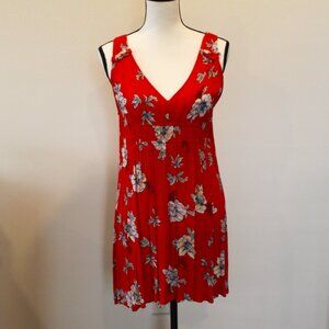 Kori America Sleeveless Floral Top/Tunic Burnt Orange V-Neck Size Medium